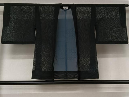 平和屋着物▽羽織　スリーシーズン　春夏秋　塵除け　亀甲花文　黒地　AABN5123jh