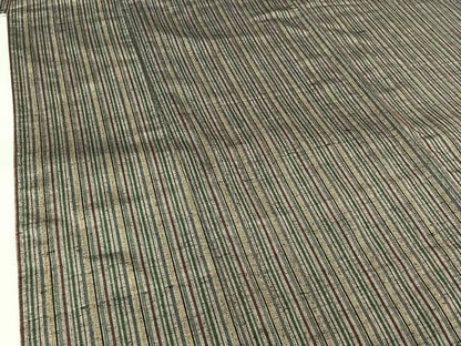 平和屋着物▽上質な紬　単衣　縞　正絹　逸品　AABN5126jh