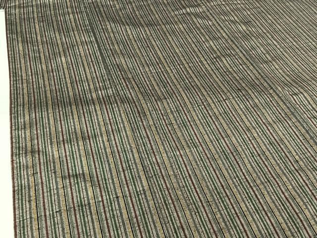 平和屋着物▽上質な紬　単衣　縞　正絹　逸品　AABN5126jh