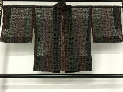 平和屋着物▽道中着　スリーシーズン　春夏秋　塵除け　幾何学文様　正絹　逸品　AABN5139jh