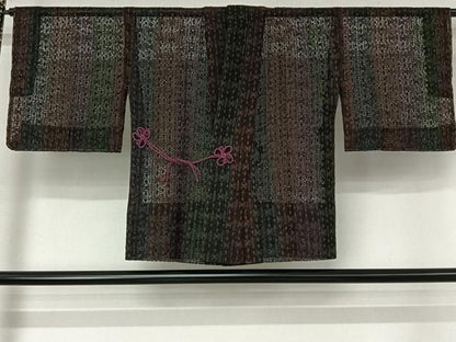平和屋着物▽道中着　スリーシーズン　春夏秋　塵除け　幾何学文様　正絹　逸品　AABN5139jh