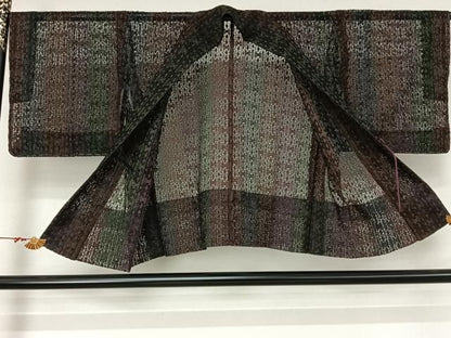 平和屋着物▽道中着　スリーシーズン　春夏秋　塵除け　幾何学文様　正絹　逸品　AABN5139jh
