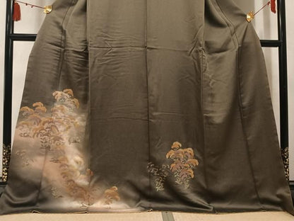 平和屋着物●訪問着　草花文　暈し染め　金彩　正絹　逸品　AABN5204ph