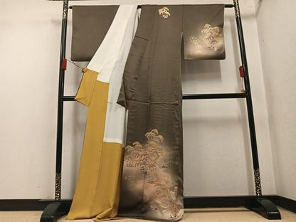 平和屋着物●訪問着　草花文　暈し染め　金彩　正絹　逸品　AABN5204ph