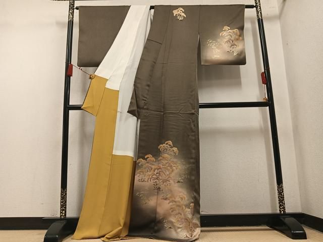 平和屋着物●訪問着　草花文　暈し染め　金彩　正絹　逸品　AABN5204ph