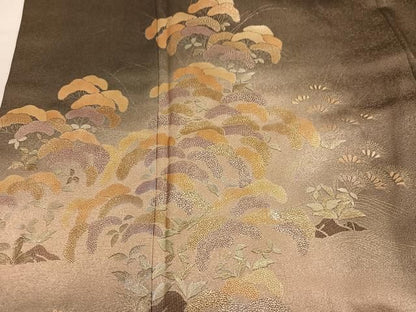 平和屋着物●訪問着　草花文　暈し染め　金彩　正絹　逸品　AABN5204ph