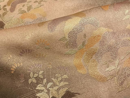 平和屋着物●訪問着　草花文　暈し染め　金彩　正絹　逸品　AABN5204ph