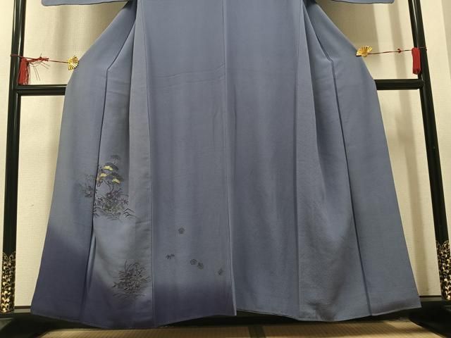 平和屋着物●中国三大刺繍　汕頭刺繍　スワトウ刺繍　訪問着　螺鈿　草花文　暈し染め　金彩　正絹　逸品　AABN5219ph