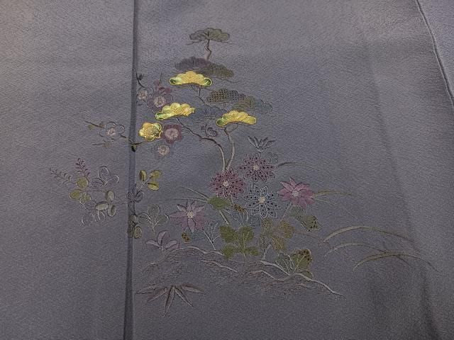 平和屋着物●中国三大刺繍　汕頭刺繍　スワトウ刺繍　訪問着　螺鈿　草花文　暈し染め　金彩　正絹　逸品　AABN5219ph