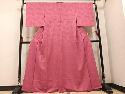 平和屋着物●上質な色無地　花地紋　真朱色　正絹　逸品　AABN5220ph