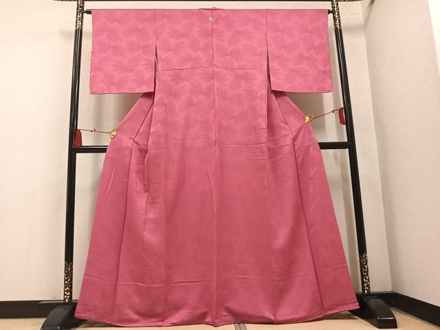 平和屋着物●上質な色無地　花地紋　真朱色　正絹　逸品　AABN5220ph
