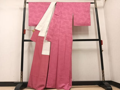 平和屋着物●上質な色無地　花地紋　真朱色　正絹　逸品　AABN5220ph