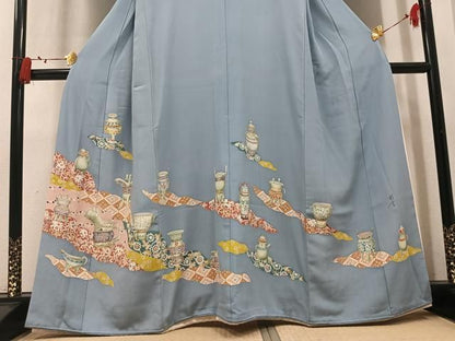 平和屋着物●豪華色留袖　友禅　作家物　彩雲　花陶器　正絹　逸品　AABN5221ph