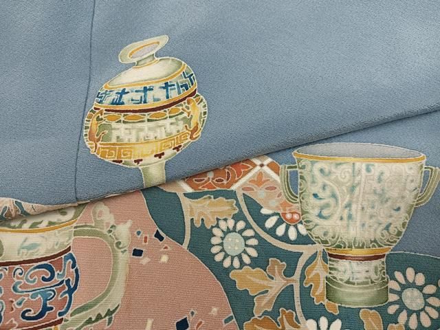 平和屋着物●豪華色留袖　友禅　作家物　彩雲　花陶器　正絹　逸品　AABN5221ph