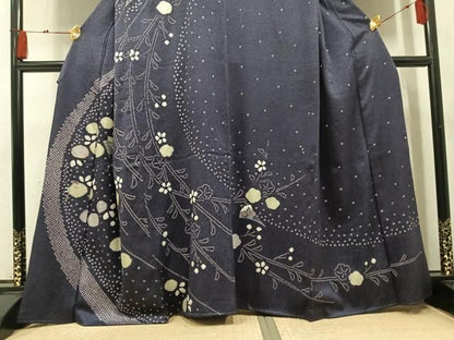 平和屋着物●訪問着　絞り　駒刺繍　扇面花文　正絹　逸品　AABN5226ph
