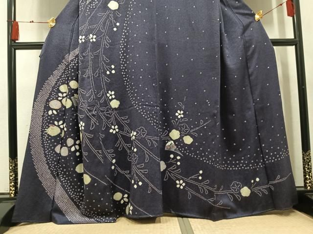 平和屋着物●訪問着　絞り　駒刺繍　扇面花文　正絹　逸品　AABN5226ph