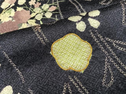 平和屋着物●訪問着　絞り　駒刺繍　扇面花文　正絹　逸品　AABN5226ph