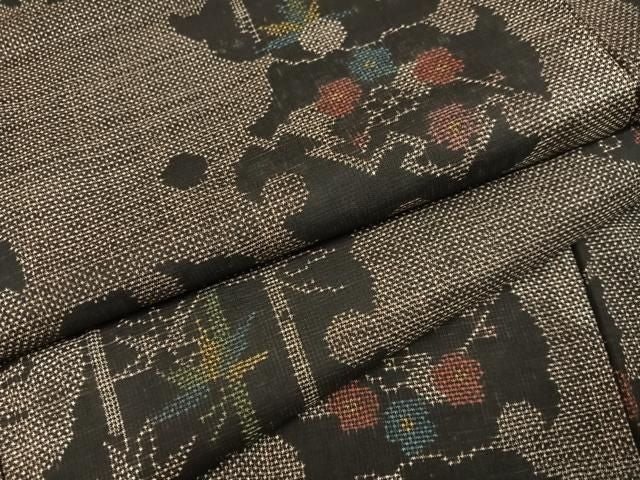 平和屋着物●本場大島紬　7マルキ　雪輪草花文　正絹　逸品　AABN5232ph