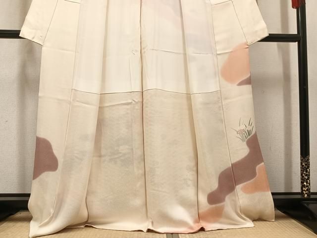 平和屋着物●訪問着　駒刺繍　草花文　金彩　正絹　逸品　未使用　AABN5233ph