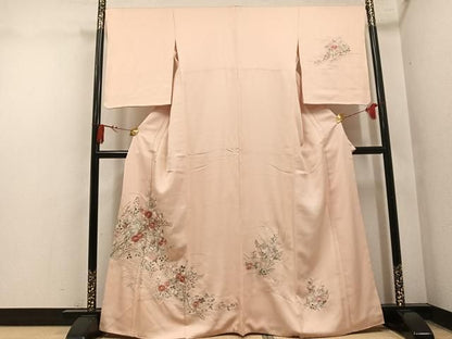 平和屋着物●訪問着　総刺繍　草花文　正絹　逸品　AABN5235ph