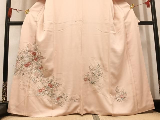 平和屋着物●訪問着　総刺繍　草花文　正絹　逸品　AABN5235ph