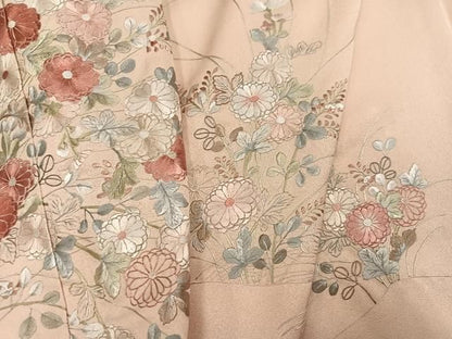 平和屋着物●訪問着　総刺繍　草花文　正絹　逸品　AABN5235ph