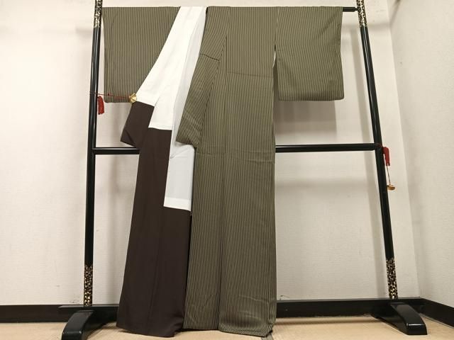 平和屋着物●上質な小紋　縞　正絹　逸品　AABN5237ph