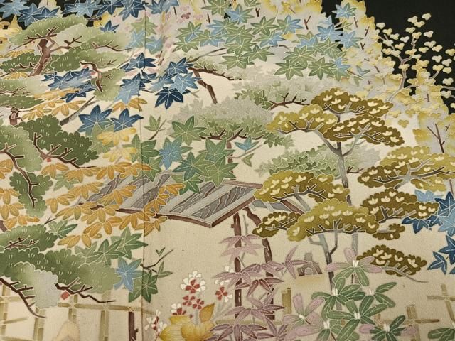 平和屋着物●本加賀友禅作家　柿本市郎　黒留袖　鴛鴦草花文　正絹　逸品　AABN5238ph