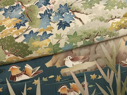 平和屋着物●本加賀友禅作家　柿本市郎　黒留袖　鴛鴦草花文　正絹　逸品　AABN5238ph