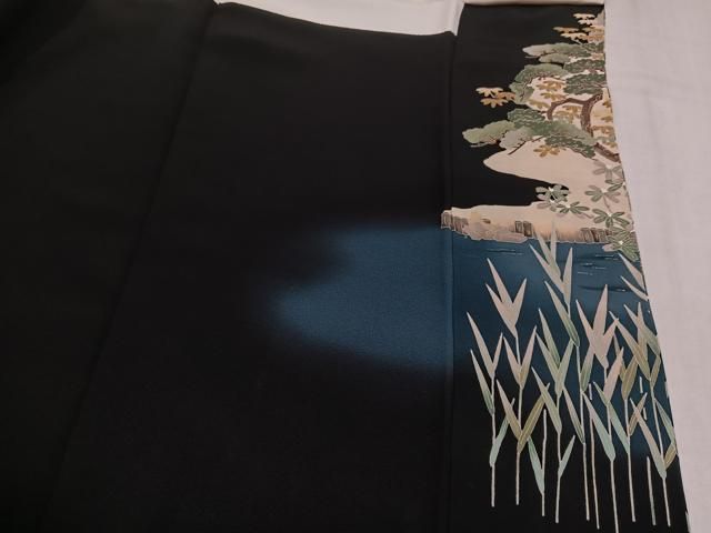 平和屋着物●本加賀友禅作家　柿本市郎　黒留袖　鴛鴦草花文　正絹　逸品　AABN5238ph