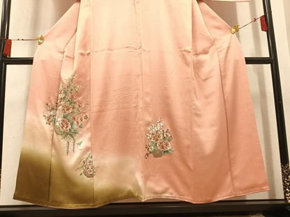 平和屋着物●訪問着　総刺繍　飾花文　暈し染め　正絹　逸品　AABN5240ph