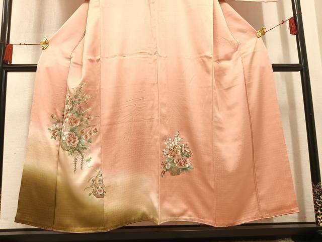 平和屋着物●訪問着　総刺繍　飾花文　暈し染め　正絹　逸品　AABN5240ph