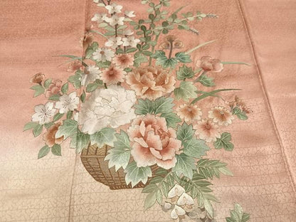平和屋着物●訪問着　総刺繍　飾花文　暈し染め　正絹　逸品　AABN5240ph