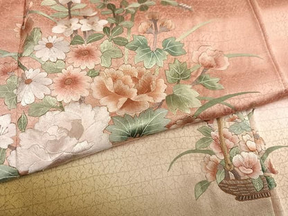 平和屋着物●訪問着　総刺繍　飾花文　暈し染め　正絹　逸品　AABN5240ph