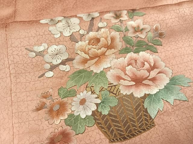 平和屋着物●訪問着　総刺繍　飾花文　暈し染め　正絹　逸品　AABN5240ph