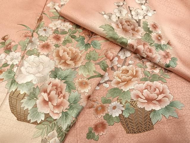 平和屋着物●訪問着　総刺繍　飾花文　暈し染め　正絹　逸品　AABN5240ph