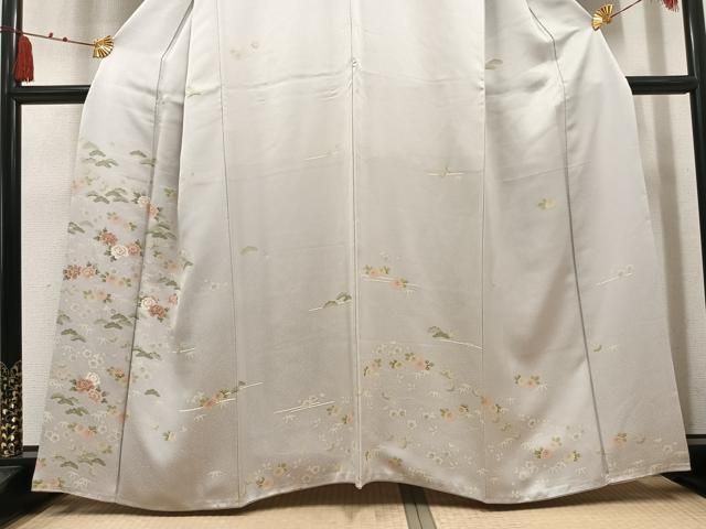 平和屋着物●訪問着　松竹梅文　正絹　逸品　AABN5241ph