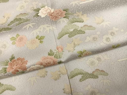 平和屋着物●訪問着　松竹梅文　正絹　逸品　AABN5241ph