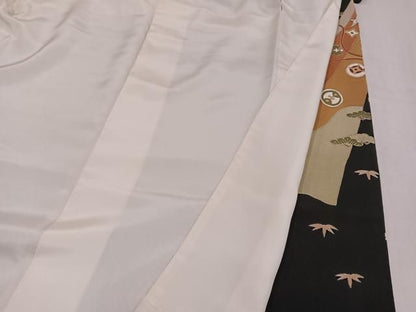 平和屋着物●豪華黒留袖　駒刺繍　檜扇貝桶花文　金彩　正絹　逸品　AABN5244ph