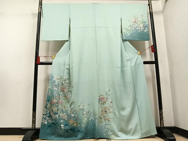 平和屋着物●訪問着　螺鈿　花蝶文　金銀彩　正絹　逸品　AABN5246ph