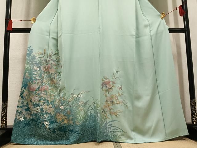 平和屋着物●訪問着　螺鈿　花蝶文　金銀彩　正絹　逸品　AABN5246ph