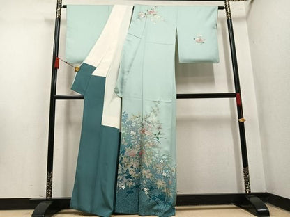 平和屋着物●訪問着　螺鈿　花蝶文　金銀彩　正絹　逸品　AABN5246ph