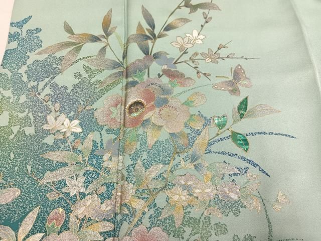 平和屋着物●訪問着　螺鈿　花蝶文　金銀彩　正絹　逸品　AABN5246ph