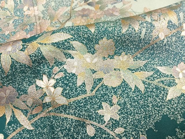 平和屋着物●訪問着　螺鈿　花蝶文　金銀彩　正絹　逸品　AABN5246ph