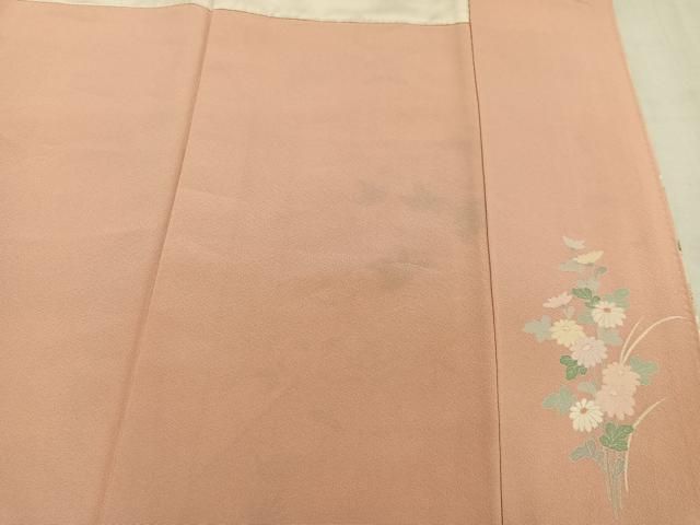 平和屋着物●訪問着　鴛鴦草花文　暈し染め　金彩　正絹　逸品　AABN5249ph