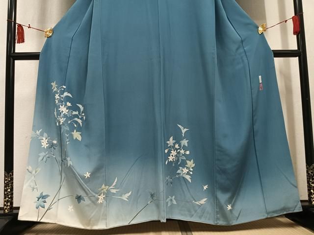 平和屋着物●京友禅伝統工芸士　坂東峰彩　訪問着　枝花文　暈し染め　正絹　逸品　AABN5250ph