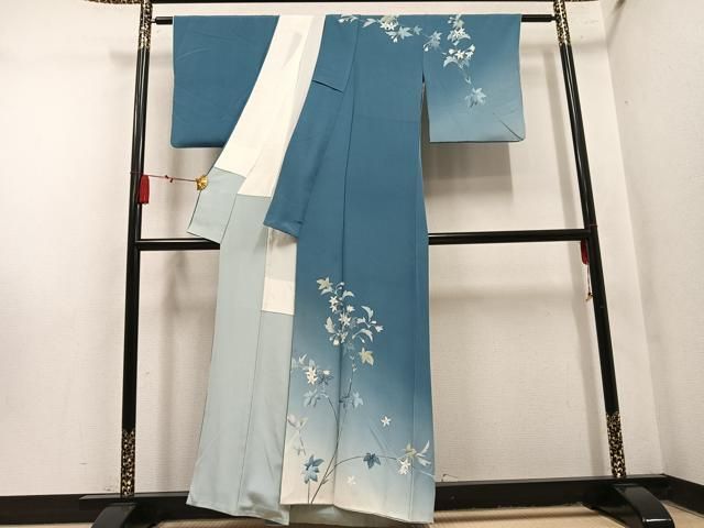 平和屋着物●京友禅伝統工芸士　坂東峰彩　訪問着　枝花文　暈し染め　正絹　逸品　AABN5250ph