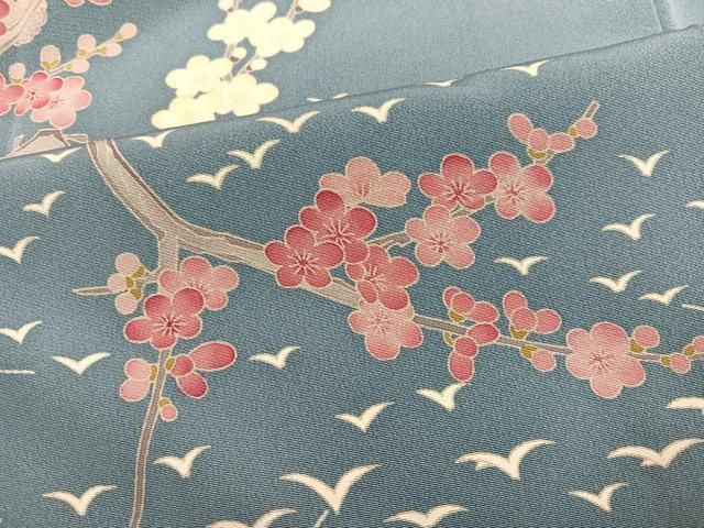 平和屋着物●本加賀友禅作家　白坂幸蔵　色留訪問着　紅白梅　正絹　逸品　AABN5251ph