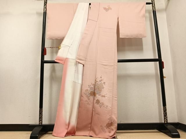 平和屋着物●中国三大刺繍　スワトウ刺繍　汕頭刺繍　総刺繍　訪問着　雪輪花文　暈し染め　金糸　正絹　逸品　未使用　AABN5252ph
