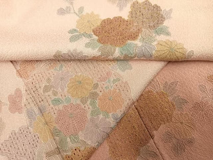 平和屋着物●中国三大刺繍　スワトウ刺繍　汕頭刺繍　総刺繍　訪問着　雪輪花文　暈し染め　金糸　正絹　逸品　未使用　AABN5252ph